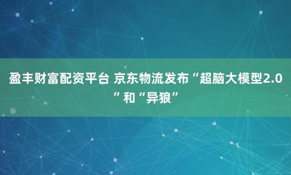 盈丰财富配资平台 京东物流发布“超脑大模型2.0”和“异狼”